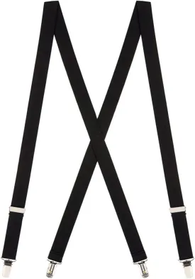Solid Color 1-Inch Wide Elastic Suspenders - Sewn X-Back - Clip - Many Colors & 3 Sizes