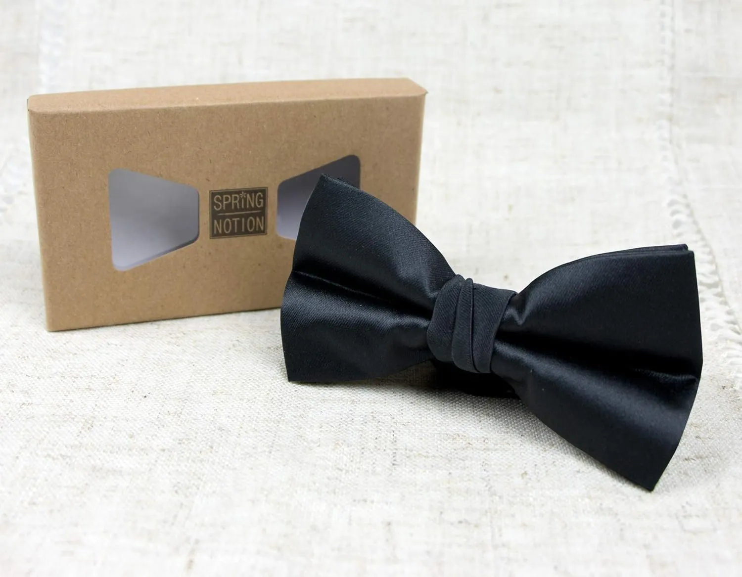 Spring Notion Men's Solid Color Satin Microfiber Bow Tie