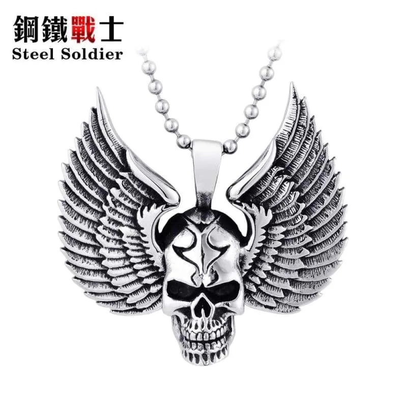 Stainless Steel arrvial angle wing skull Men pendant Stainless Steel Jewelry