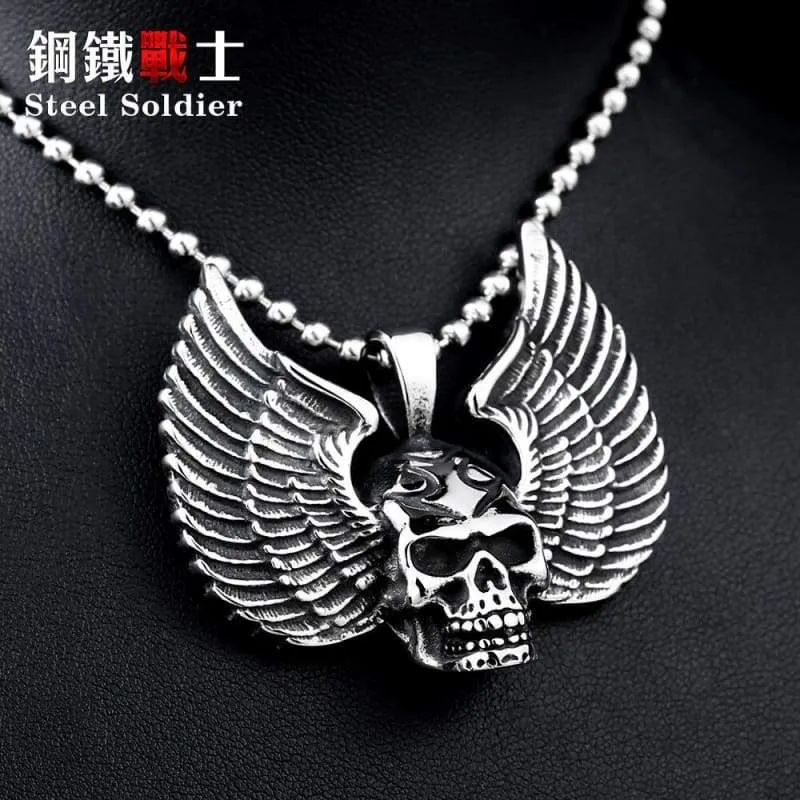 Stainless Steel arrvial angle wing skull Men pendant Stainless Steel Jewelry