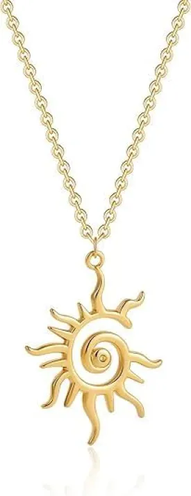 Sun Celestial Necklace for Women Gold Sun Pendant Silver Spiral Charm Necklace Delicate Celestial Necklaces Fashionable Celestial Jewelry Accessories