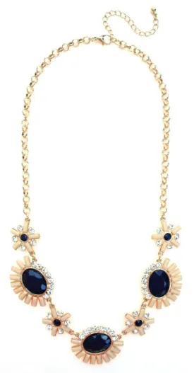 Sunshine Sparkle Necklace- Peach & Navy