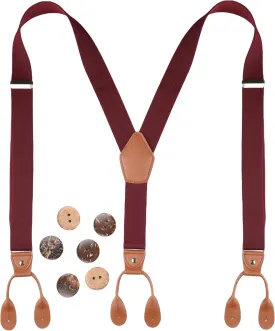 Suspenders for Men Button End Adjustable Y-Back Elastic 47 Inches