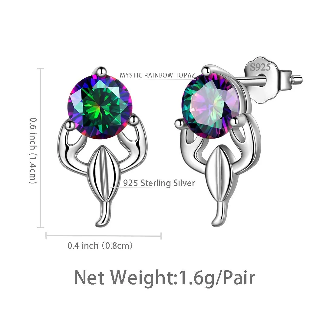 Tokyo Mart Scorpio Stud Earrings Women Girls Constellation Jewelry Mystic Topaz Sterling Silver