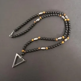 Triangle Tiger3-Eye Stone Beads Pendant