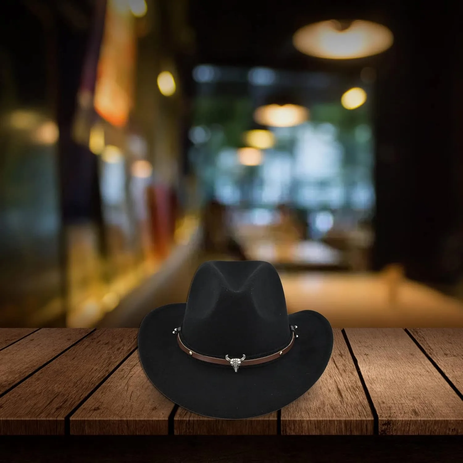 Unisex Western Cowboy Hat Faux Fur Felt Cowgirl Hats American Fedora Hats Outdoor Wide Brim Rodeo Jazz Hat