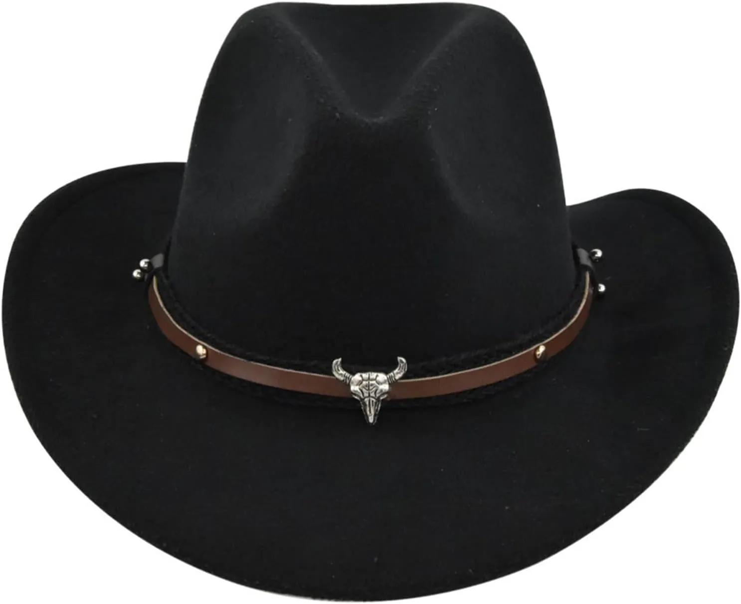 Unisex Western Cowboy Hat Faux Fur Felt Cowgirl Hats American Fedora Hats Outdoor Wide Brim Rodeo Jazz Hat