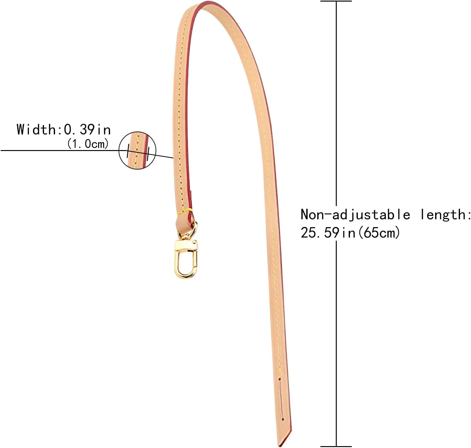 Vachetta Leather Strap Replacement Crossbody Handbag Shoulder Purse Strap for Speedy Bags(Width:0.39in,Length:23.6in,Single Buckle)