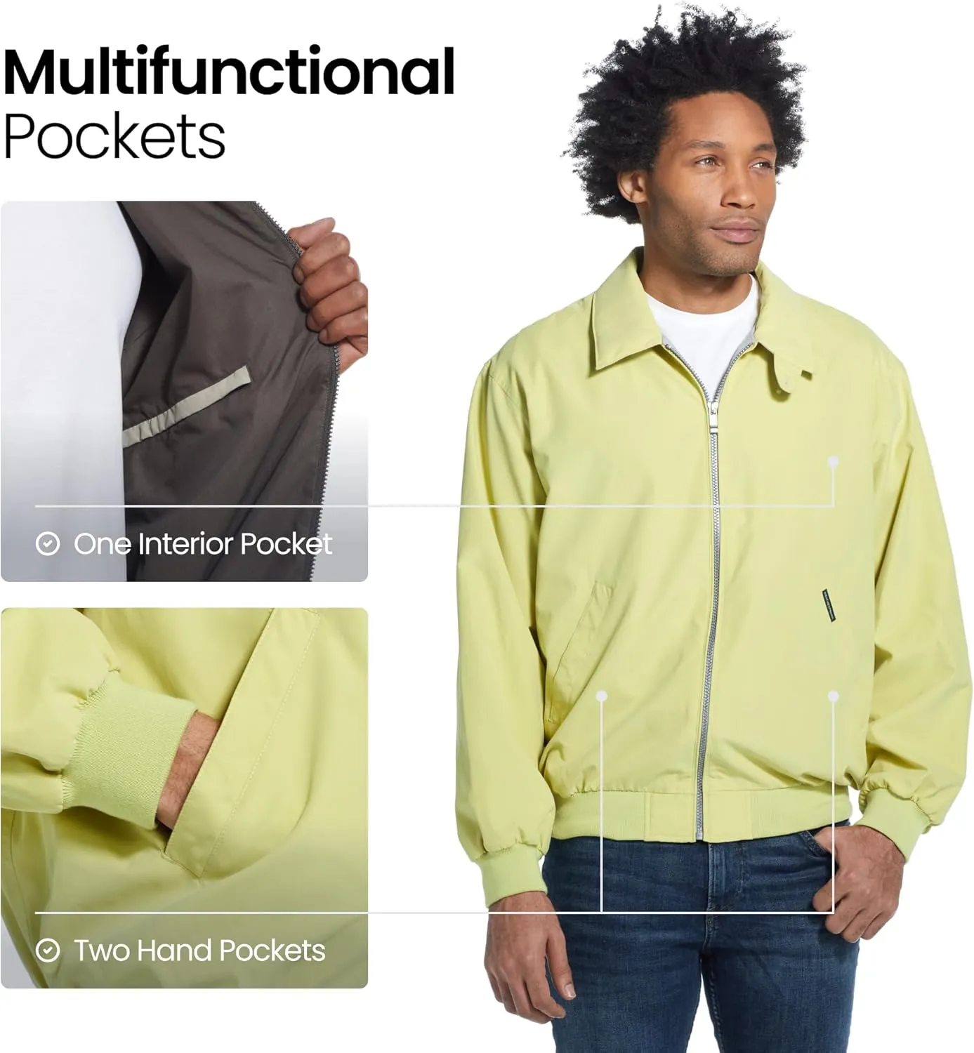 Weatherproof Men's Golf Jacket - Lightweight Windbreaker, Water-Resistant Microfiber Shell, Perfect for Golf & Casual Wear