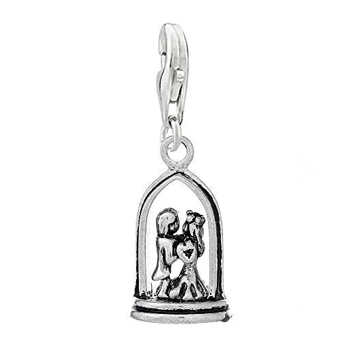 Wedding Bride and Groom Clip on Pendant Charm for Bracelet or Necklace