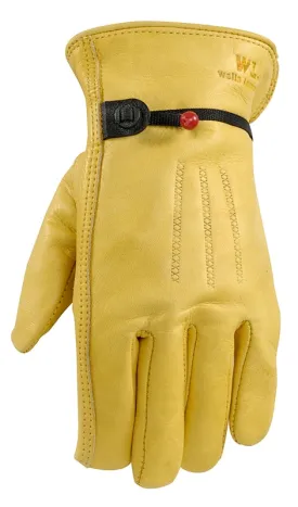 Wells Lamont 1132XL Adjustable Work Gloves, Men's, XL, Keystone Thumb, Cowhide Leather, Gold/Yellow :PR: QUANTITY: 1