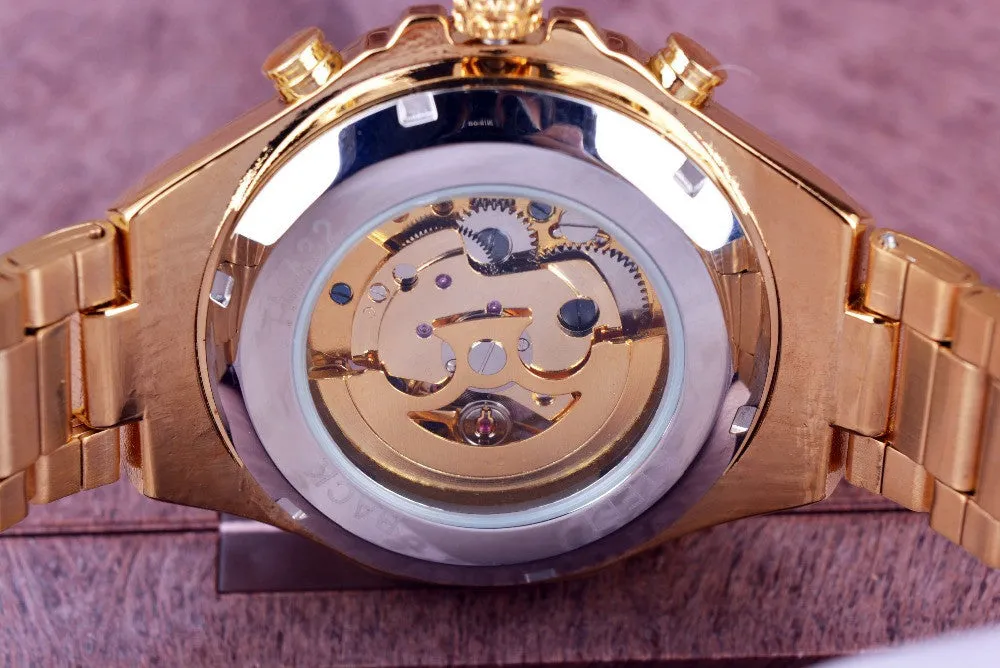 Winner New Number Sport Design Bezel Golden Watch Mens Automatic Skeleton Watch
