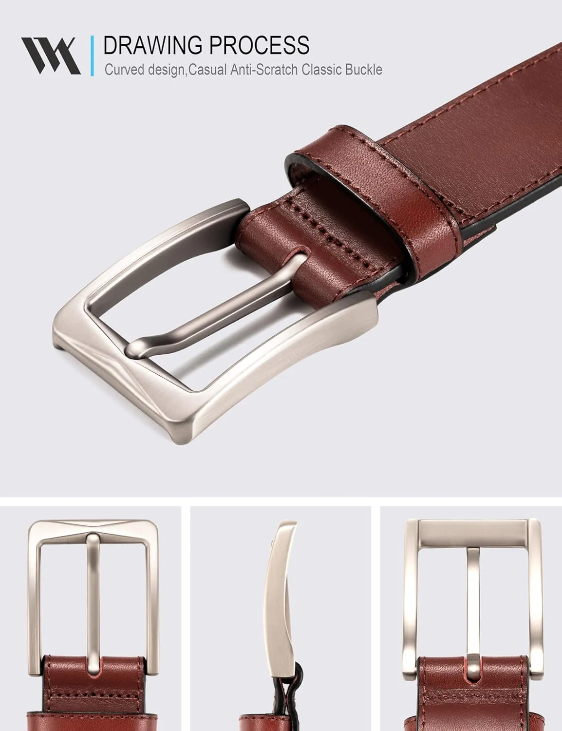 WOLFANT Men's 35mm Dress Casual Belt,100% Italian Full Grain Real Solid Leather
