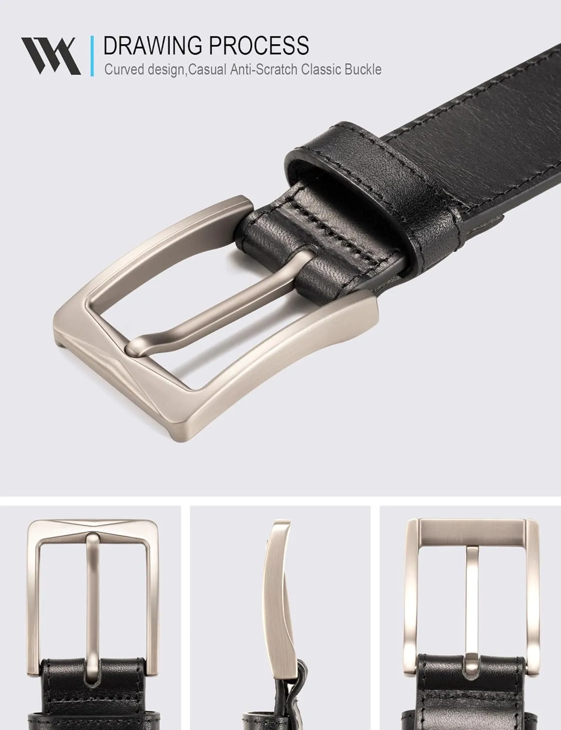 WOLFANT Men's 35mm Dress Casual Belt,100% Italian Full Grain Real Solid Leather