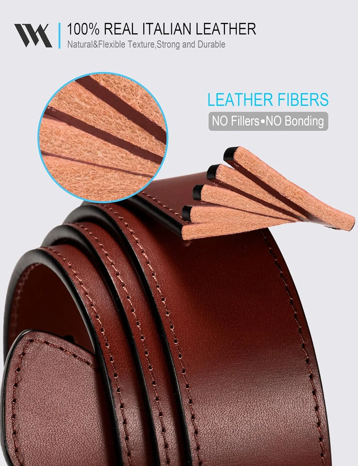 WOLFANT Men's 35mm Dress Casual Belt,100% Italian Full Grain Real Solid Leather