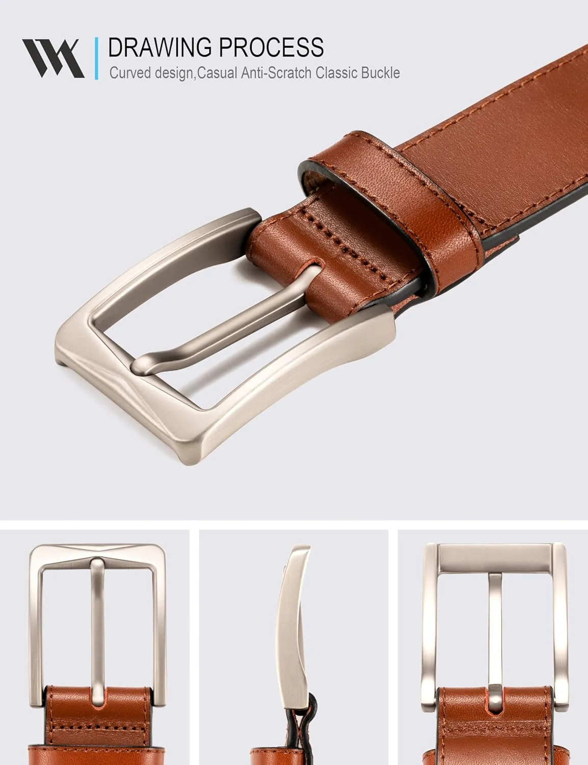 WOLFANT Men's 35mm Dress Casual Belt,100% Italian Full Grain Real Solid Leather