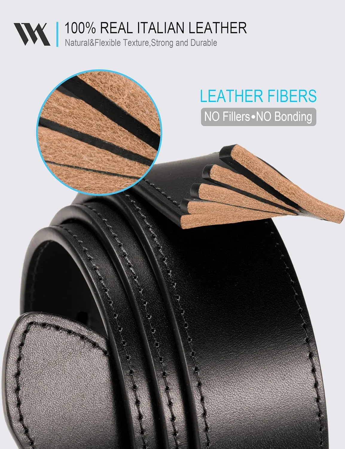 WOLFANT Men's 35mm Dress Casual Belt,100% Italian Full Grain Real Solid Leather