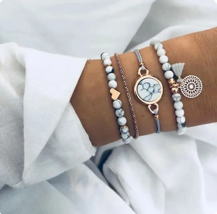 Women Beaded Stackable Girl Friendship Bracelet Set