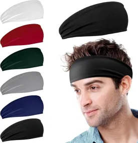 Workout Headbands for Men, 7 Pack Mens Running Headband Stretchy Sweatband Sports Headband for Cycling, Basketball, Yoga, Fitness Workout Unisex Hairband