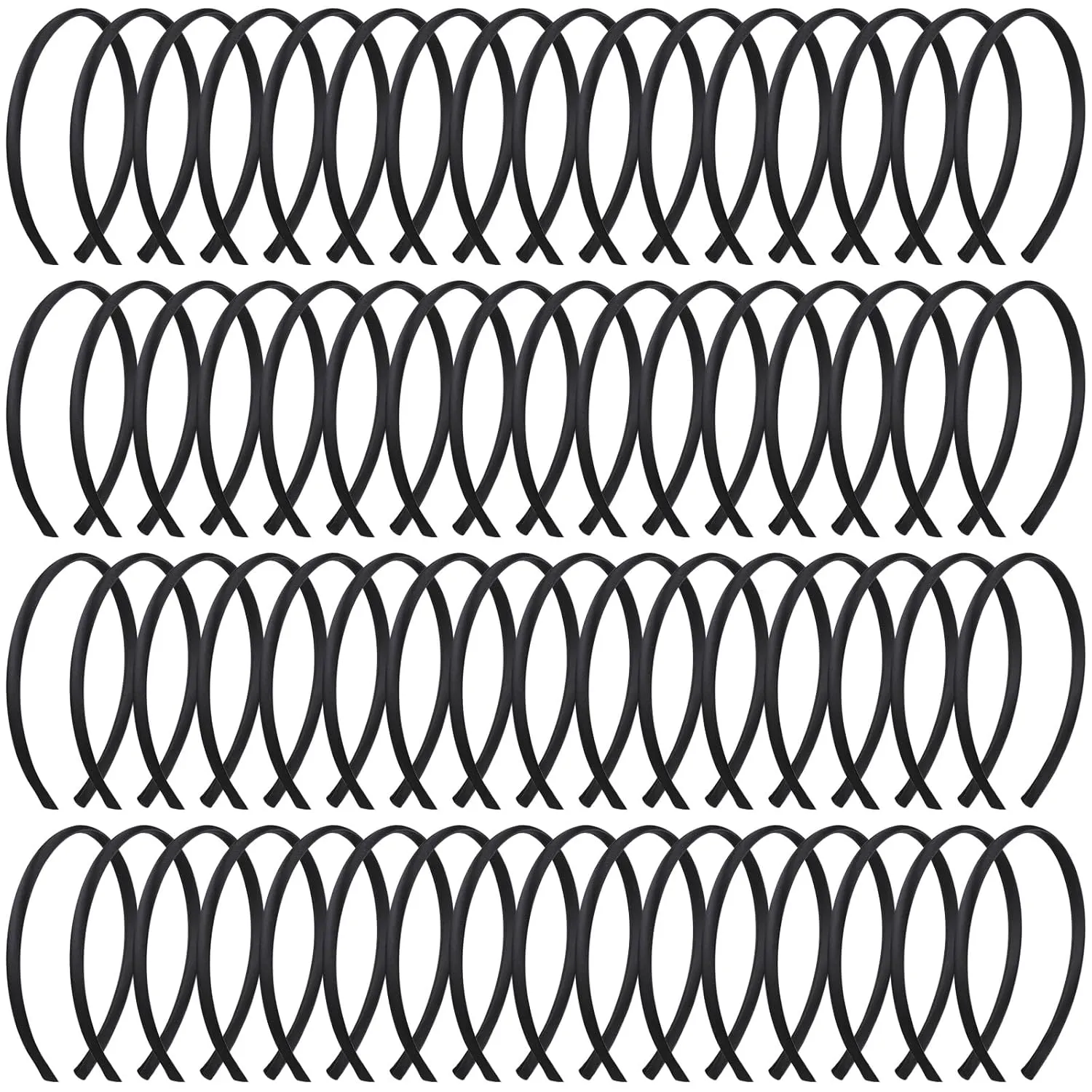 XunYee 100 Pieces Girls Headbands Bulk 0.4 Inch Width DIY Satin Covered Headbands for Girls Colorful Thin Head Bands Hair Plain Hairbands Hair Band for Women(Black)