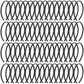 XunYee 100 Pieces Girls Headbands Bulk 0.4 Inch Width DIY Satin Covered Headbands for Girls Colorful Thin Head Bands Hair Plain Hairbands Hair Band for Women(Black)