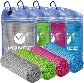 YQXCC 4 Pack Cooling Towels (40"x12") Cool for Neck, Microfiber Soft Breathable Chilly Towel for Yoga, Golf, Gym, Camping, Running, Workout & More Activities