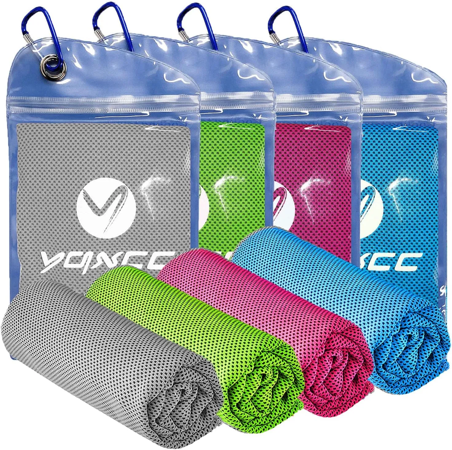 YQXCC 4 Pack Cooling Towels (40"x12") Cool for Neck, Microfiber Soft Breathable Chilly Towel for Yoga, Golf, Gym, Camping, Running, Workout & More Activities